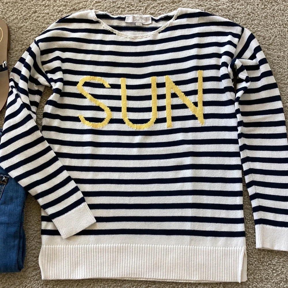LOFT Striped ‘SUN’ Sweater - Picture 2 of 6